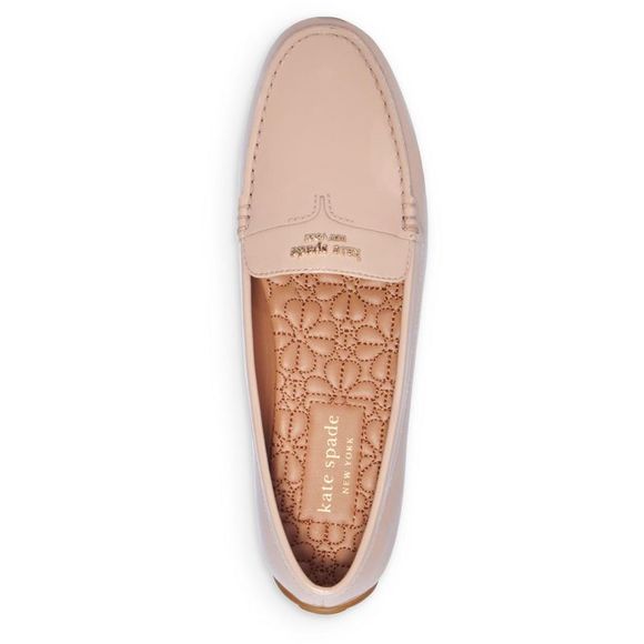 Kate Spade Womens Deck Beige Embossed Leather Slip On Loafers Shoes NWT - Picture 3 of 3